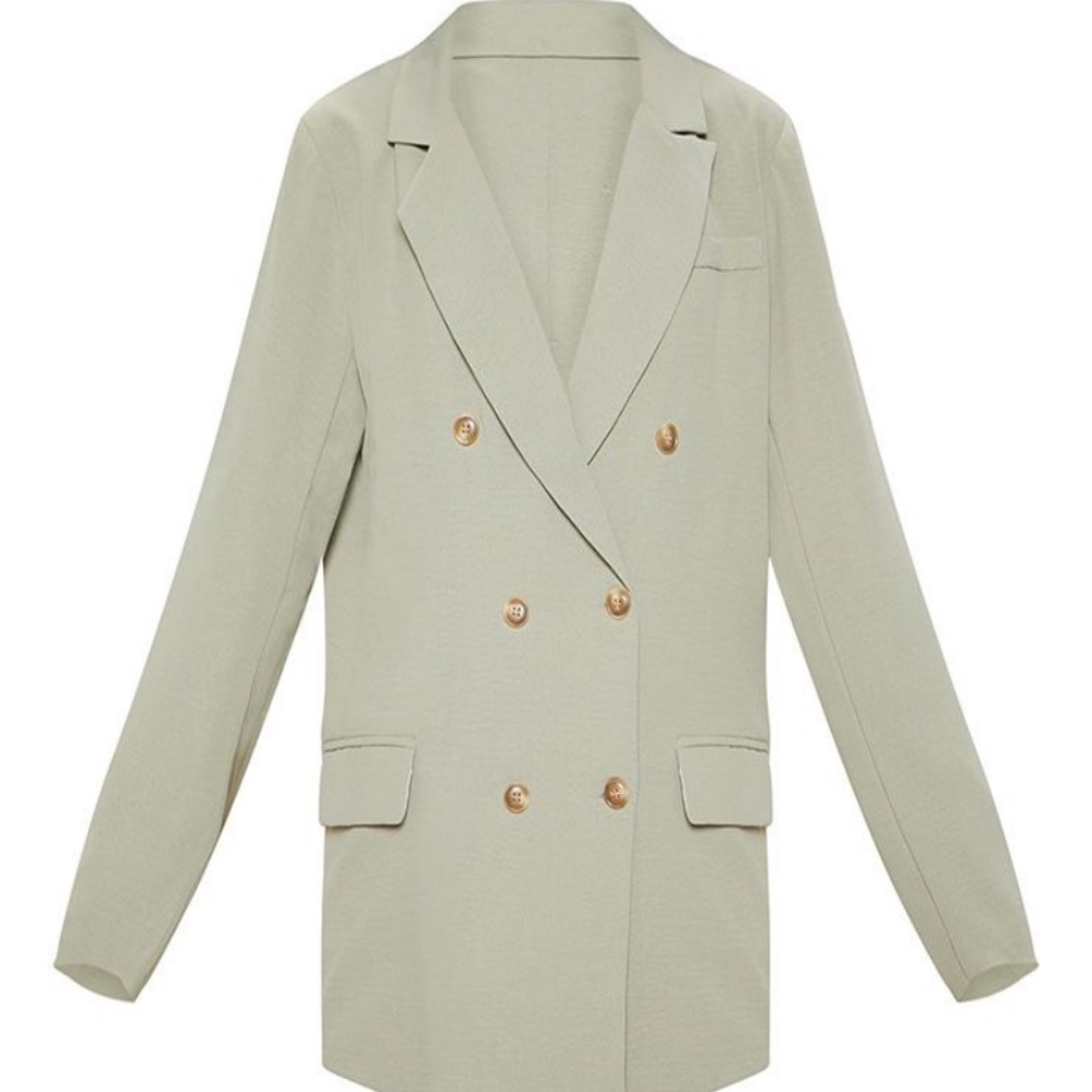 Pretty Little Thing Sage Shoulder Padded Woven Blazer